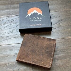 Ridge Mountain Genuine Leather bi-fold wallet,6 card,2 bill,1 ID & 2 other slots